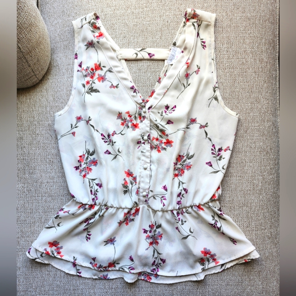 Sienna Sky Floral Peplum Blouse Tank Top